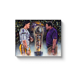 Joe Burrow and Coach O “Perfection” 16x20 Canvas Print | Spector Sports Art