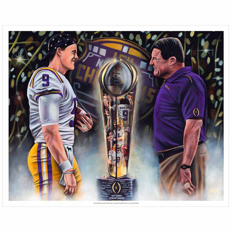 Joe Burrow and Coach O “Perfection” 16x20 Print | Spector Sports Art